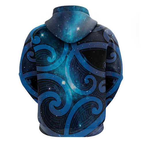 New Zealand Maori Matariki Zip Hoodie Galaxy Kowhaiwhai