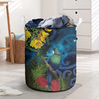 Tui Bird New Zealand Starry Sky Laundry Basket Maori Koru