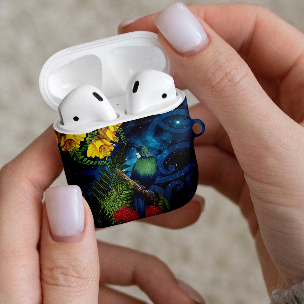 Tui Bird New Zealand Starry Sky AirPods Case Maori Koru