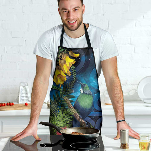 Tui Bird New Zealand Starry Sky Apron Maori Koru