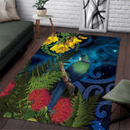 Tui Bird New Zealand Starry Sky Area Rug Maori Koru