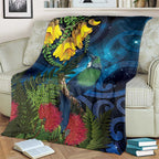 Tui Bird New Zealand Starry Sky Blanket Maori Koru