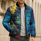 Tui Bird New Zealand Starry Sky Bomber Puffer Jacket Maori Koru