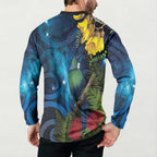 Tui Bird New Zealand Starry Sky Button Sweatshirt Maori Koru