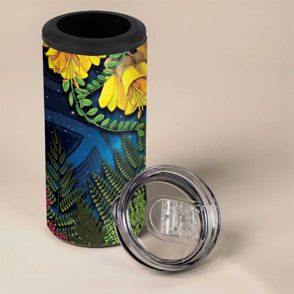 Tui Bird New Zealand Starry Sky 4 in 1 Can Cooler Tumbler Maori Koru