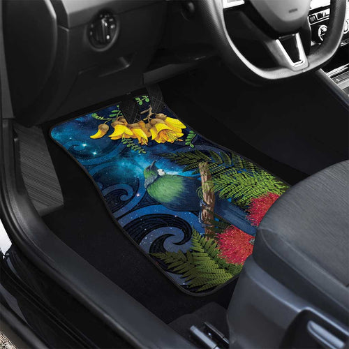 Tui Bird New Zealand Starry Sky Car Mats Maori Koru
