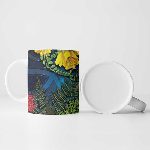 Tui Bird New Zealand Starry Sky Ceramic Mug Maori Koru