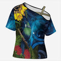 Tui Bird New Zealand Starry Sky Cross Shoulder Shirt Maori Koru