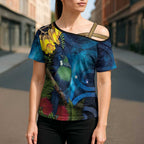 Tui Bird New Zealand Starry Sky Cross Shoulder Shirt Maori Koru