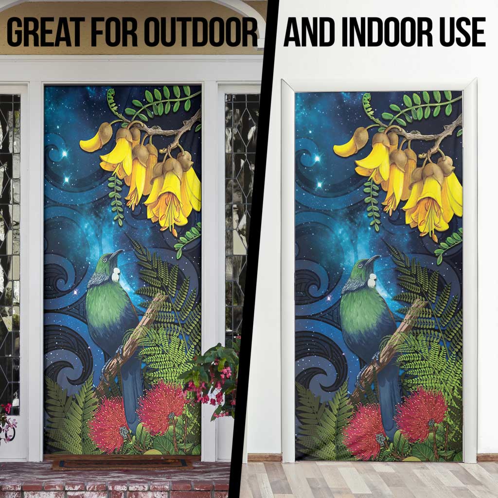 Tui Bird New Zealand Starry Sky Door Cover Maori Koru