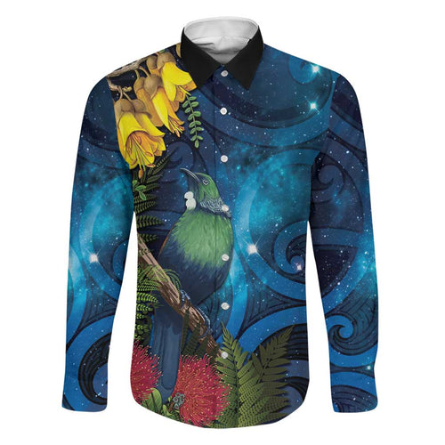Tui Bird New Zealand Starry Sky Family Matching Mermaid Dress and Hawaiian Shirt Maori Koru
