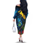 Tui Bird New Zealand Starry Sky Family Matching Off The Shoulder Long Sleeve Dress and Hawaiian Shirt Maori Koru