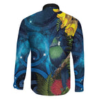 Tui Bird New Zealand Starry Sky Family Matching Short Sleeve Bodycon Dress and Hawaiian Shirt Maori Koru