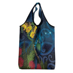 Tui Bird New Zealand Starry Sky Grocery Bag Maori Koru