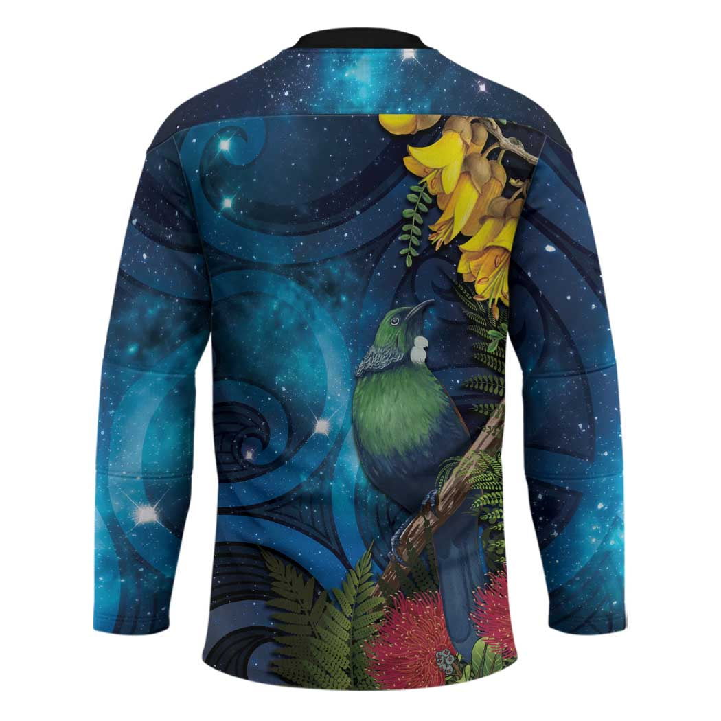 Tui Bird New Zealand Starry Sky Hockey Jersey Maori Koru