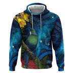 Tui Bird New Zealand Starry Sky Hoodie Maori Koru