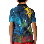 Tui Bird New Zealand Starry Sky Kid Polo Shirt Maori Koru