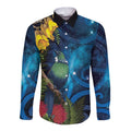 Tui Bird New Zealand Starry Sky Long Sleeve Button Shirt Maori Koru