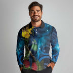 Tui Bird New Zealand Starry Sky Long Sleeve Polo Shirt Maori Koru