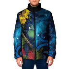 Tui Bird New Zealand Starry Sky Padded Jacket Maori Koru