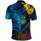 Tui Bird New Zealand Starry Sky Polo Shirt Maori Koru