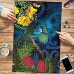 Tui Bird New Zealand Starry Sky Puzzle Maori Koru