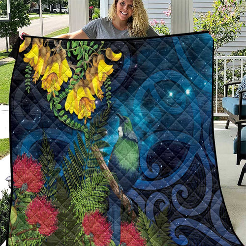 Tui Bird New Zealand Starry Sky Quilt Maori Koru