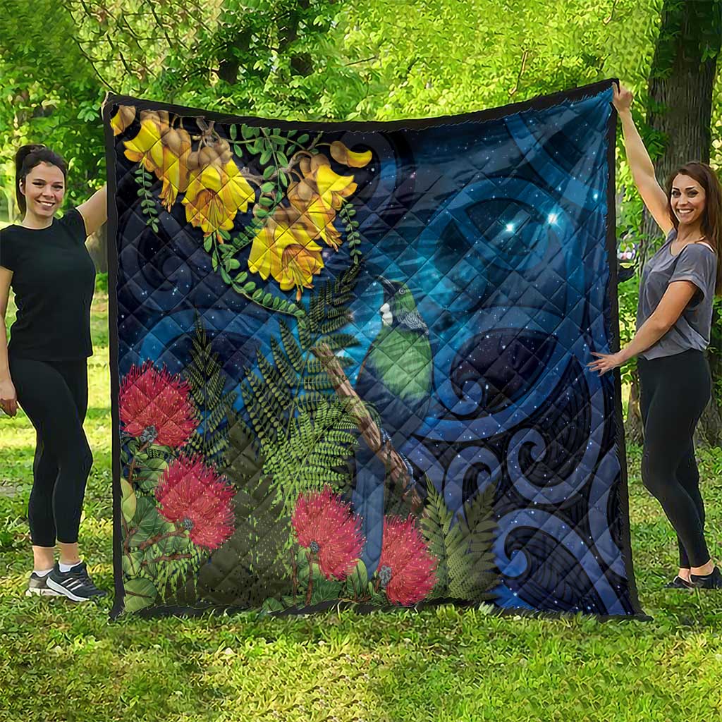 Tui Bird New Zealand Starry Sky Quilt Maori Koru