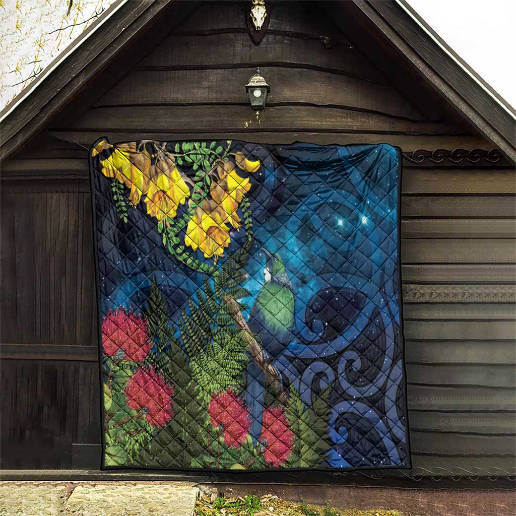 Tui Bird New Zealand Starry Sky Quilt Maori Koru