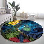 Tui Bird New Zealand Starry Sky Round Carpet Maori Koru