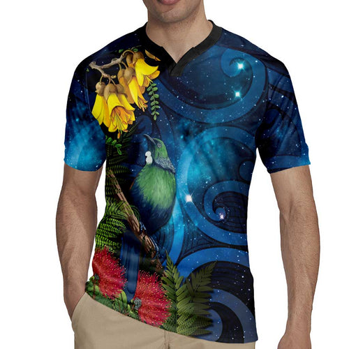 Tui Bird New Zealand Starry Sky Rugby Jersey Maori Koru