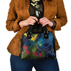 Tui Bird New Zealand Starry Sky Shoulder Handbag Maori Koru
