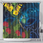 Tui Bird New Zealand Starry Sky Shower Curtain Maori Koru