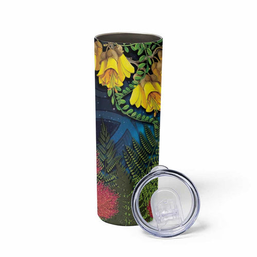 Tui Bird New Zealand Starry Sky Skinny Tumbler Maori Koru