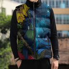 Tui Bird New Zealand Starry Sky Sleeveless Puffer Jacket Maori Koru