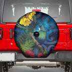 Tui Bird New Zealand Starry Sky Spare Tire Cover Maori Koru