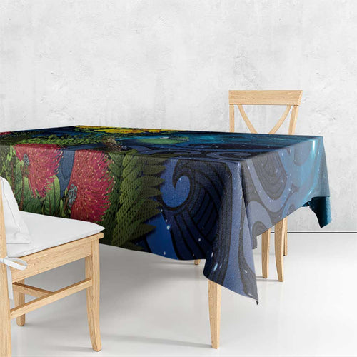 Tui Bird New Zealand Starry Sky Tablecloth Maori Koru