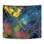 Tui Bird New Zealand Starry Sky Tapestry Maori Koru