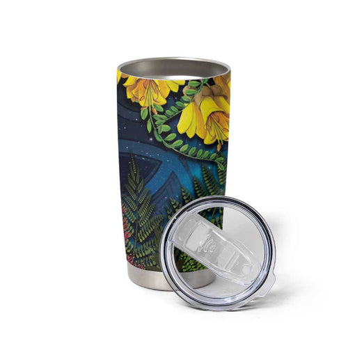 Tui Bird New Zealand Starry Sky Tumbler Cup Maori Koru