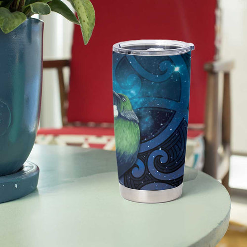Tui Bird New Zealand Starry Sky Tumbler Cup Maori Koru