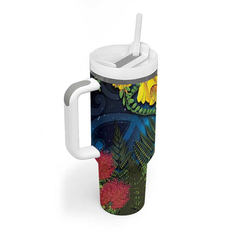 Tui Bird New Zealand Starry Sky Tumbler With Handle Maori Koru