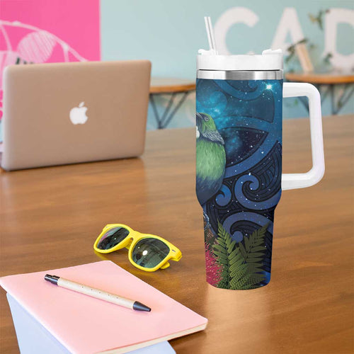 Tui Bird New Zealand Starry Sky Tumbler With Handle Maori Koru