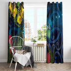 Tui Bird New Zealand Starry Sky Window Curtain Maori Koru