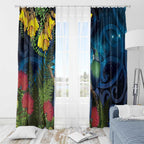 Tui Bird New Zealand Starry Sky Window Curtain Maori Koru