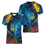 Tui Bird New Zealand Starry Sky Women V-Neck T-Shirt Maori Koru