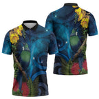 Tui Bird New Zealand Starry Sky Zipper Polo Shirt Maori Koru