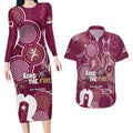 NAIDOC Week Couples Matching Long Sleeve Bodycon Dress and Hawaiian Shirt QLD Maroons Kangaroo