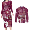 NAIDOC Week Couples Matching Long Sleeve Bodycon Dress and Long Sleeve Button Shirt QLD Maroons Kangaroo