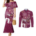NAIDOC Week Couples Matching Mermaid Dress and Long Sleeve Button Shirt QLD Maroons Kangaroo