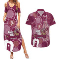 NAIDOC Week Couples Matching Summer Maxi Dress and Hawaiian Shirt QLD Maroons Kangaroo